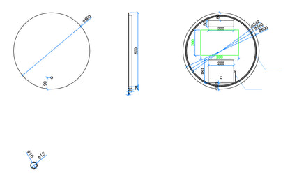 Maattekening Giro ronde badkamerspiegel 60cm
