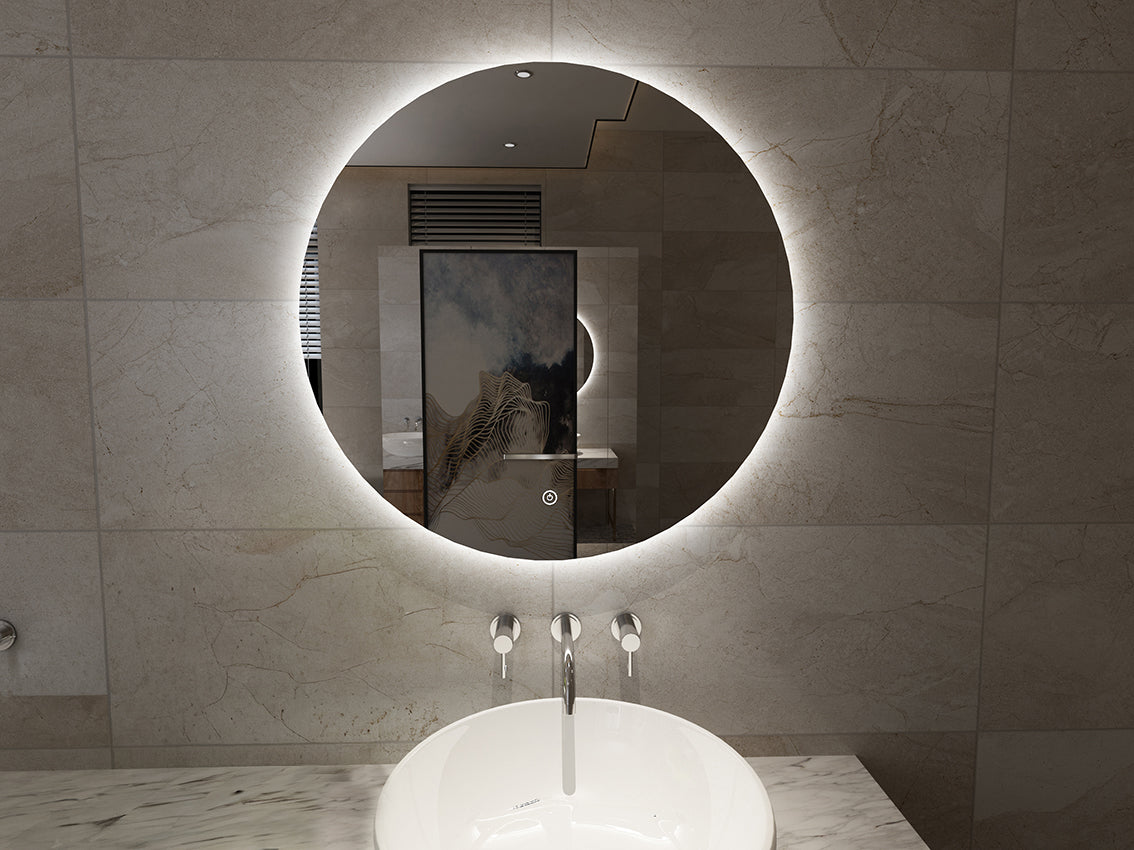 Giro ronde badkamerspiegel 80cm met LED-verlichting