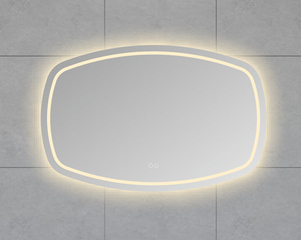 Lumora rechthoekige spiegel met afgeronde hoeken | 100x65cm | LED | Dimbaar | Spiegelverwarming