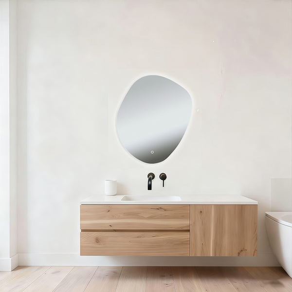 Ellva organic mirror 85 x 100 cm with LED, dimmable and mirror heating