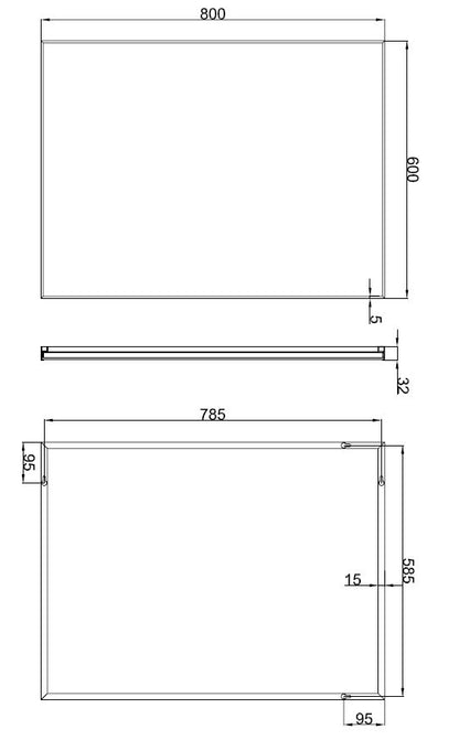 Serra spiegel 80x60x2,1cm rechthoek met lijst aluminium - WDtegels