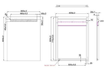 Tigris spiegel 60 x 80 cm rechthoek met LED - WDtegels
