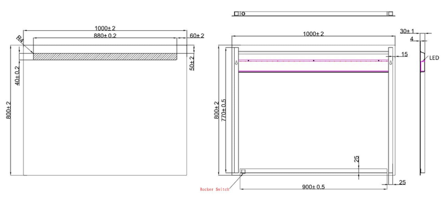 Wiesbaden Tigris spiegel met led verlichting 100x80cm - WDtegels