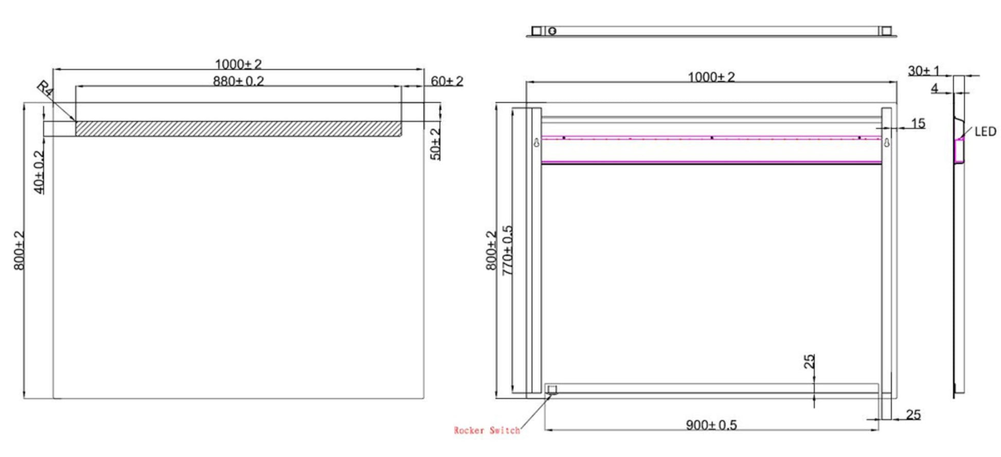 Wiesbaden Tigris spiegel met led verlichting 100x80cm - WDtegels