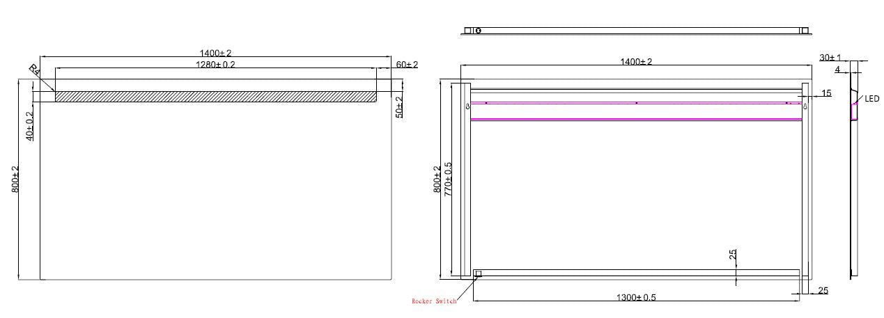 Tigris spiegel 140 x 80 cm rechthoek met LED - WDtegels