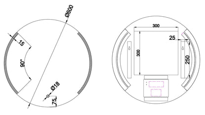 Wiesbaden Round dimbare LED condensvrije spiegel rond 60cm - WDtegels
