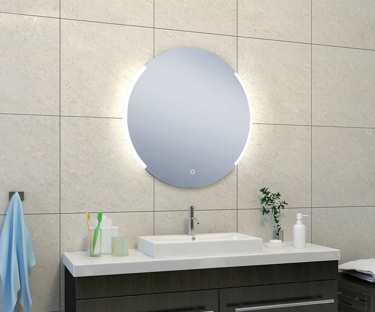 Wiesbaden Round dimbare LED condensvrije spiegel rond 80cm - WDtegels