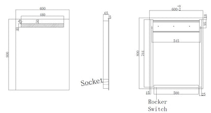 Tigris spiegel 60 x 80 cm rechthoek met LED en stopcontact - WDtegels