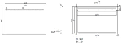 Tigris spiegel 120 x 80 cm rechthoek met LED en stopcontact - WDtegels