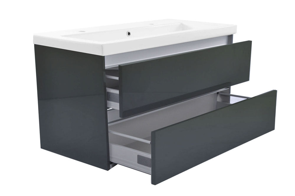 Vision onderkast met 2 laden 100 x 46 cm hoogglans grijs - WDtegels