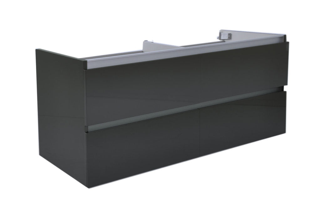 Vision onderkast met 4 laden 2 uitsparingen 120 x 46 cm hoogglans grijs - WDtegels