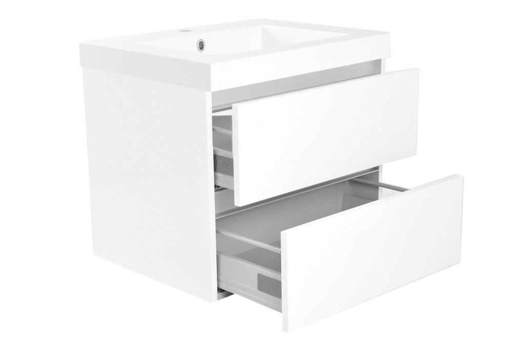 Vision wastafel enkel met 1 kraangat 60x46x5,5 cm kunstmarmer glans wit - WDtegels
