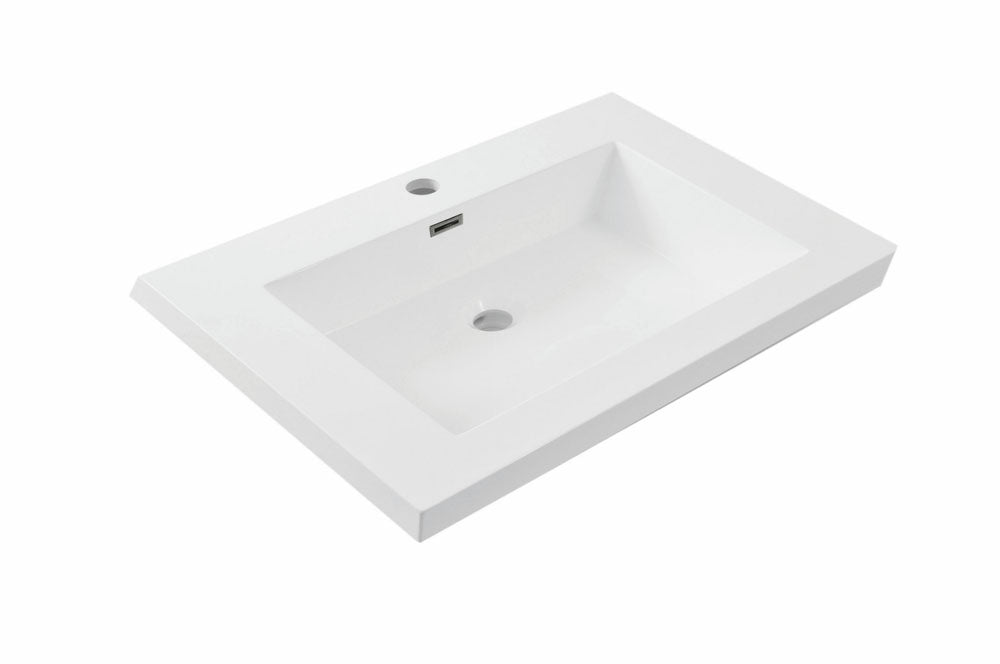 Vision wastafel enkel met 1 kraangat 60x46x5,5 cm kunstmarmer glans wit - WDtegels