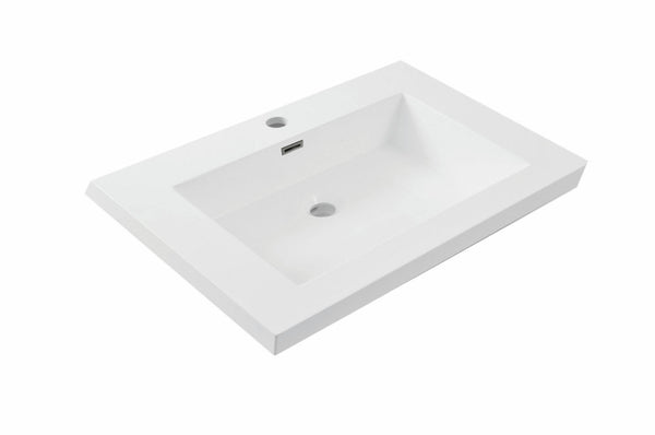 Lavabo Vision individual con 1 orificio para grifería 60x46x5,5 cm mármol artificial blanco brillo