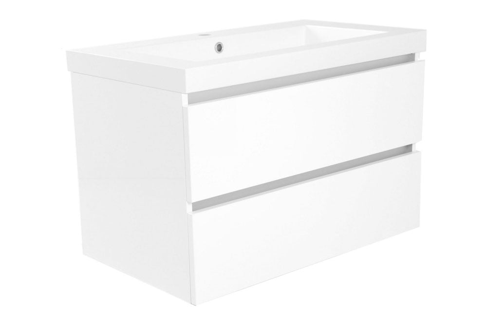 Vision wastafel enkel met 1 kraangat 80x46x5,5 cm kunstmarmer glans wit - WDtegels