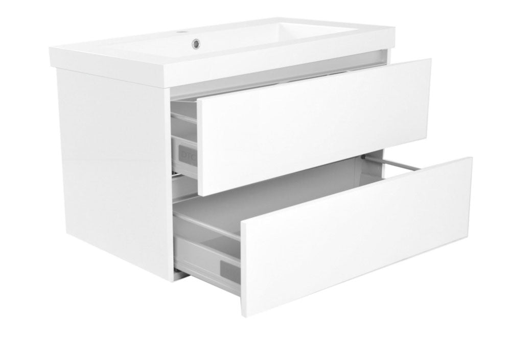 Vision wastafel enkel met 1 kraangat 80x46x5,5 cm kunstmarmer glans wit - WDtegels