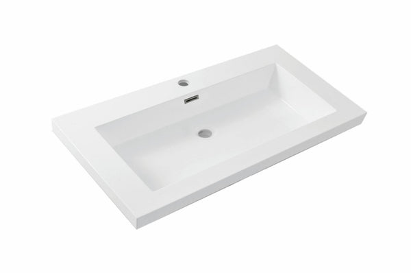 Lavabo Vision individual con 1 orificio para grifería 80x46x5,5 cm mármol artificial blanco brillo