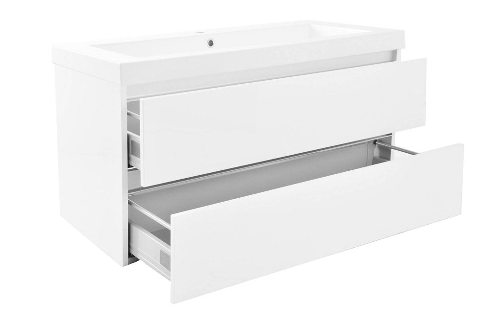 Vision wastafel enkel met 1 kraangat 100x46x5,5 cm kunstmarmer glans wit - WDtegels