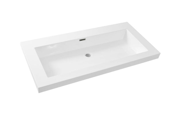 Lavabo Vision individual sin orificio para grifería 100x46x5,5 cm mármol artificial blanco brillo