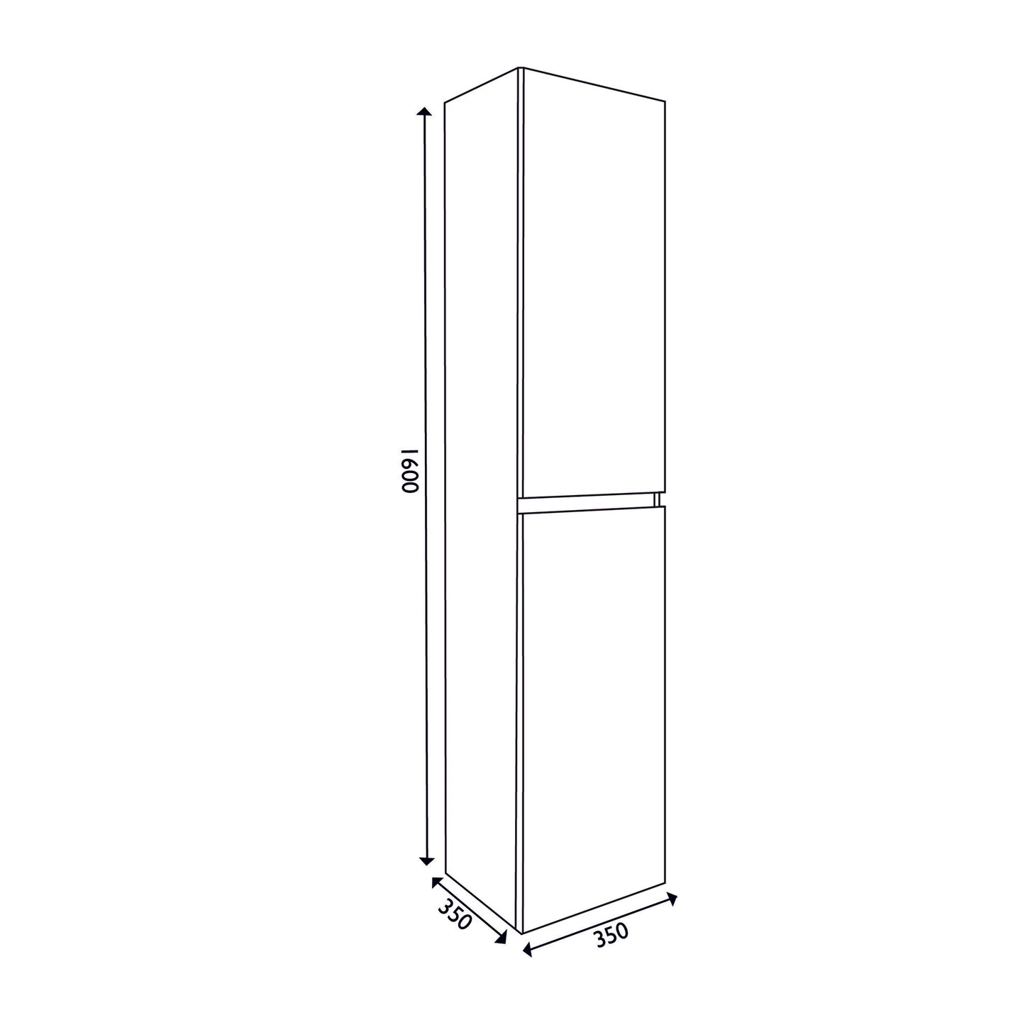 38.3931 Vision kolomkast 2 deuren 160x35x35 houtnerf grijs