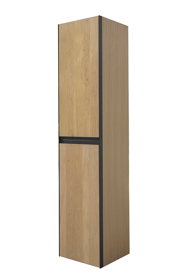 Lotus column cabinet with 2 doors 35 cm natural oak/matt black