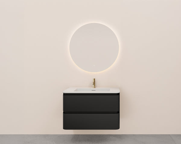 Novira onderkast met afgeronde hoeken | 2 laden | 1 uitsparing | 100x48cm | Mat zwart