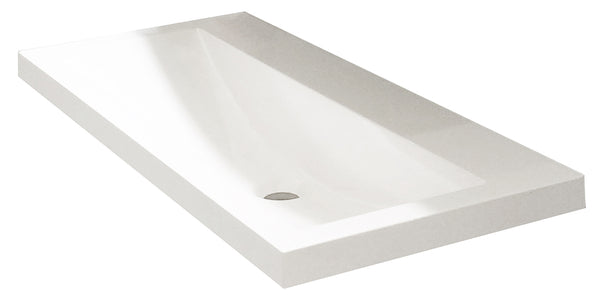 Lavabo Flag individual sin orificio para grifería 100x36x4 cm mármol artificial blanco brillo