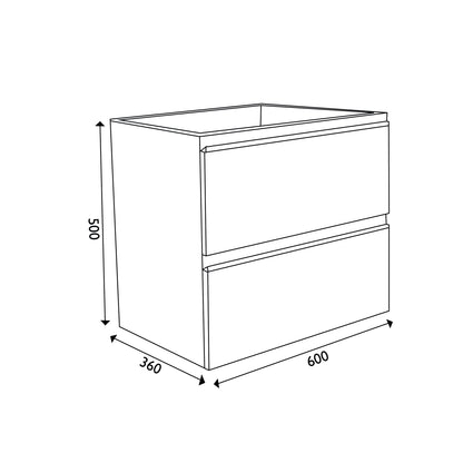 Wiesbaden base cabinet 60cmx36cm white washbasin