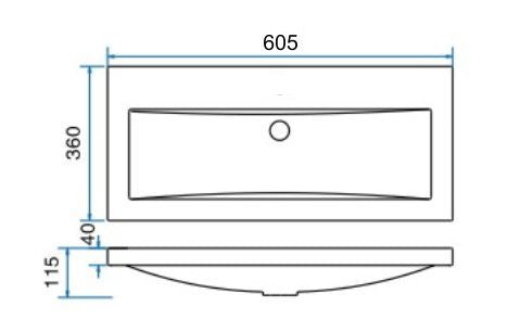 Wiesbaden wastafel 60cmx36cm zonder kraangat wit