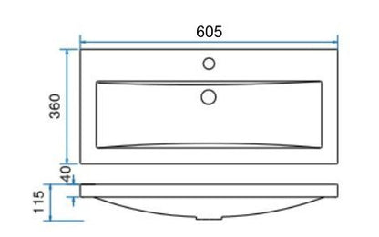 Flag kunstmarmeren wastafel 60 x 36 cm zonder kraangat wit 8718858074600