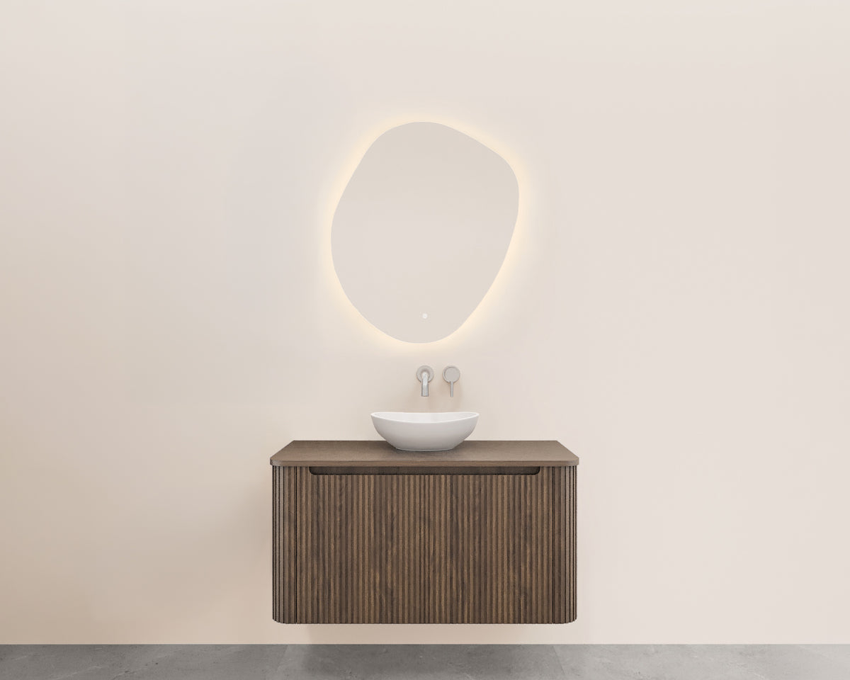 Sulora geribbelde onderkast 100x48cm bruin eiken