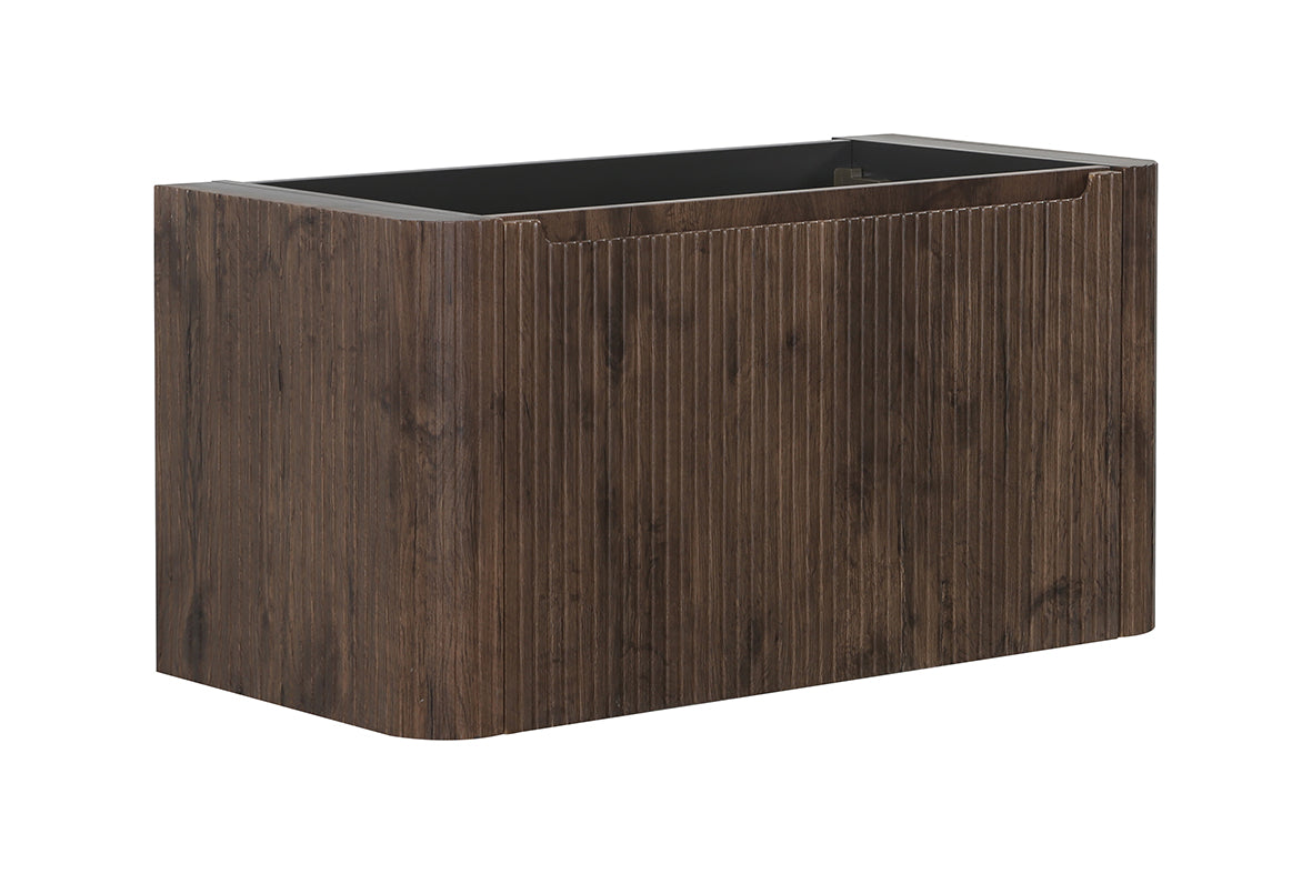 Sulora geribbelde onderkast 100x48cm bruin eiken - detailfoto