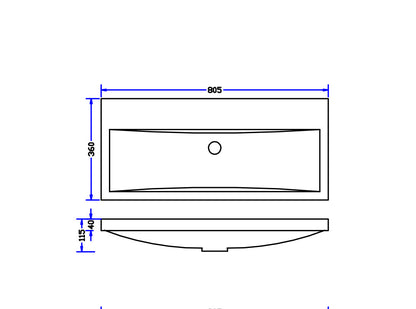 Wiesbaden wastafel 80cmx36cm zonder kraangat wit - WDtegels