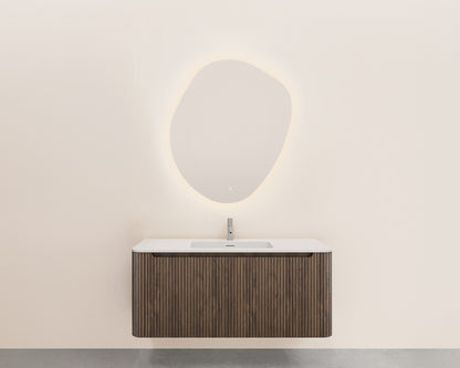Sulora geribbelde onderkast 120x48cm bruin eiken