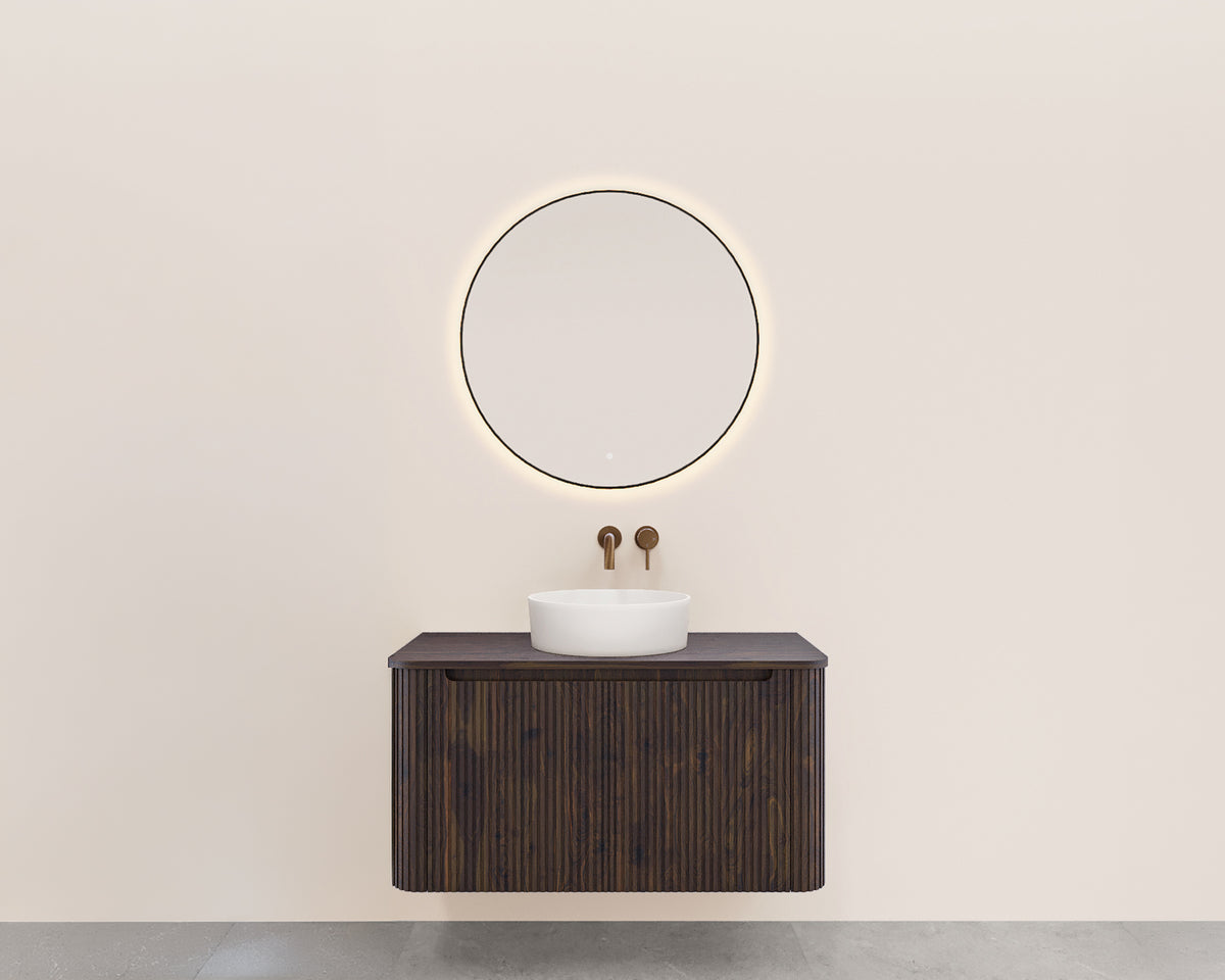 Sulora geribbelde onderkast 100x48cm walnoot