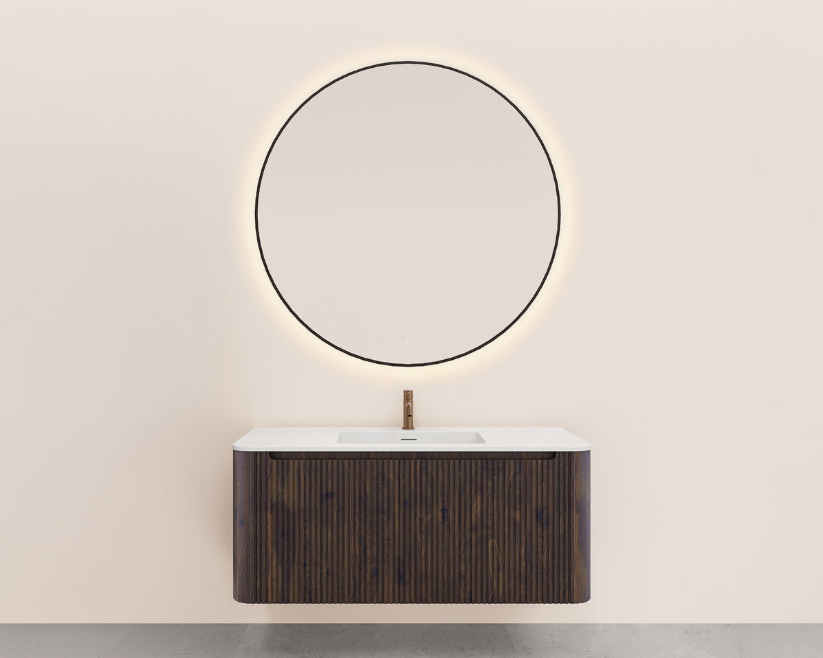 Sulora geribbelde onderkast 120x48cm walnoot