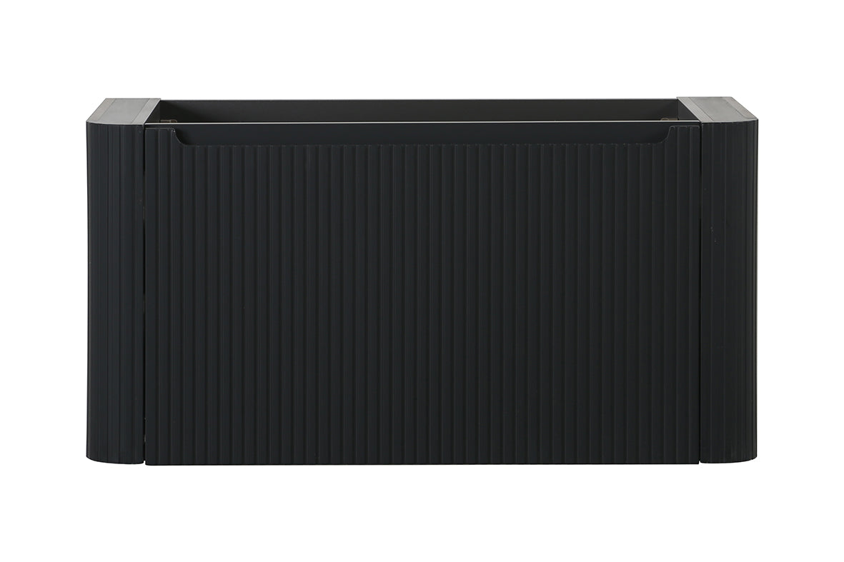 Sulora geribbelde onderkast 100x48cm mat zwart - sfeerbeeld