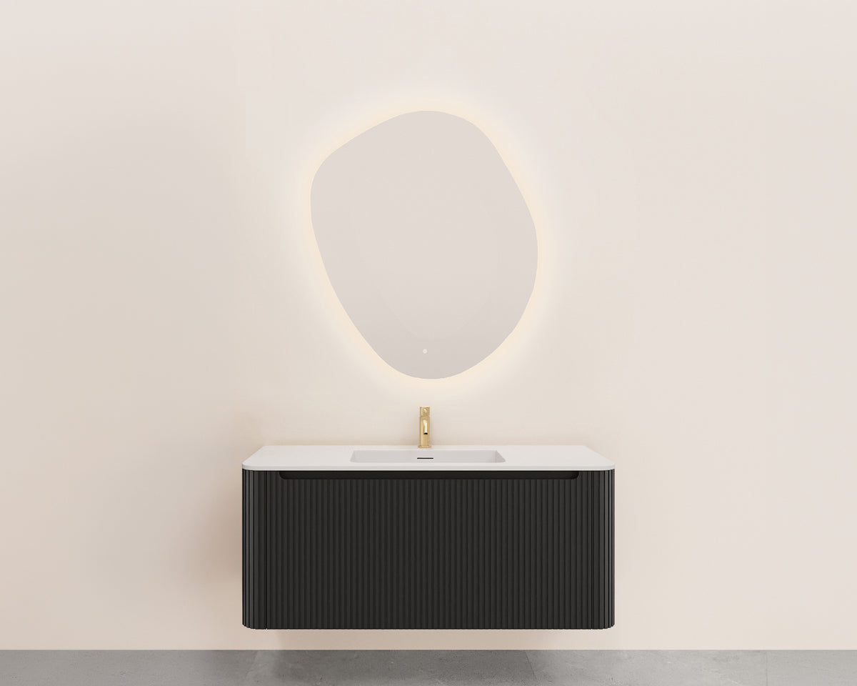 Sulora geribbelde onderkast 120x48cm mat zwart