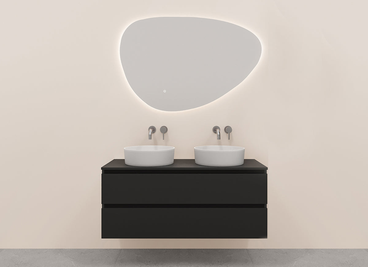Alvara onderkast met 2 uitsparingen 120x46cm mat zwart