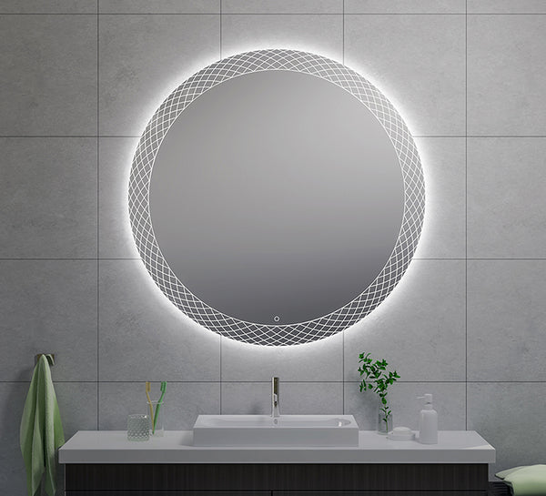 Espejo decorativo redondo de 120 cm con LED, regulable