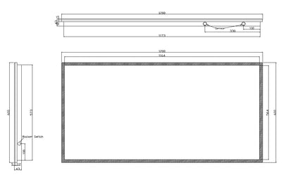 Quatro spiegel 120 x 60 cm rechthoek met LED, dimbaar en spiegelverwarming - WDtegels