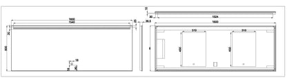 Ambi one spiegel 160 x 60 cm rechthoek met LED, dimbaar en spiegelverwarming - WDtegels