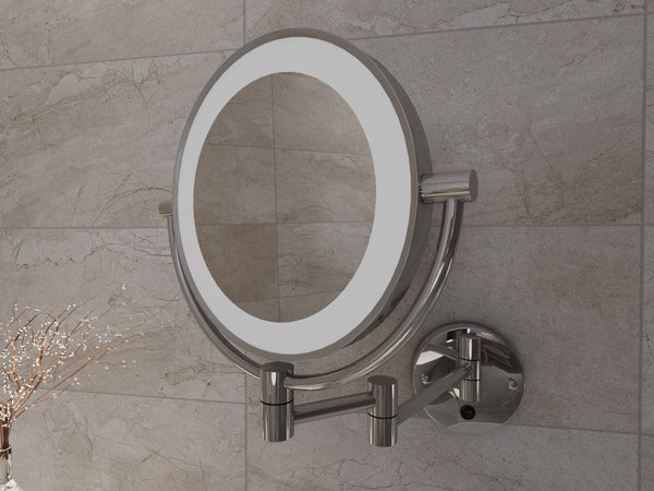 Wall shaving mirror LED chrome