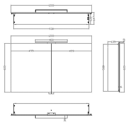 Wiesbaden Luxe spiegelkast +Led verlichting 100x60x14cm - WDtegels