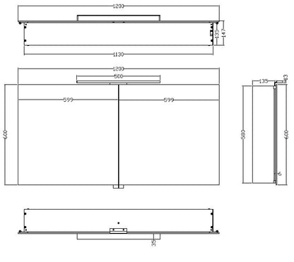 Bright spiegelkast 120 x 60 x 14 cm met LED - WDtegels
