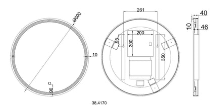 Maro spiegel 60 cm rond met LED, dimbaar en spiegelverwarming mat zwart - WDtegels