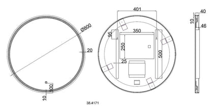 Maro spiegel 80 cm rond met LED, dimbaar en spiegelverwarming mat zwart - WDtegels