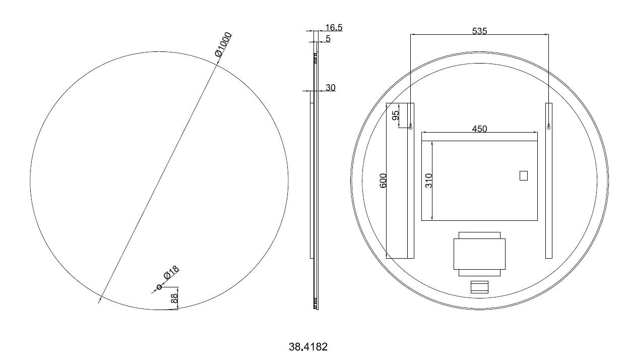 Soul spiegel 100 cm rond met LED, dimbaar en spiegelverwarming - WDtegels