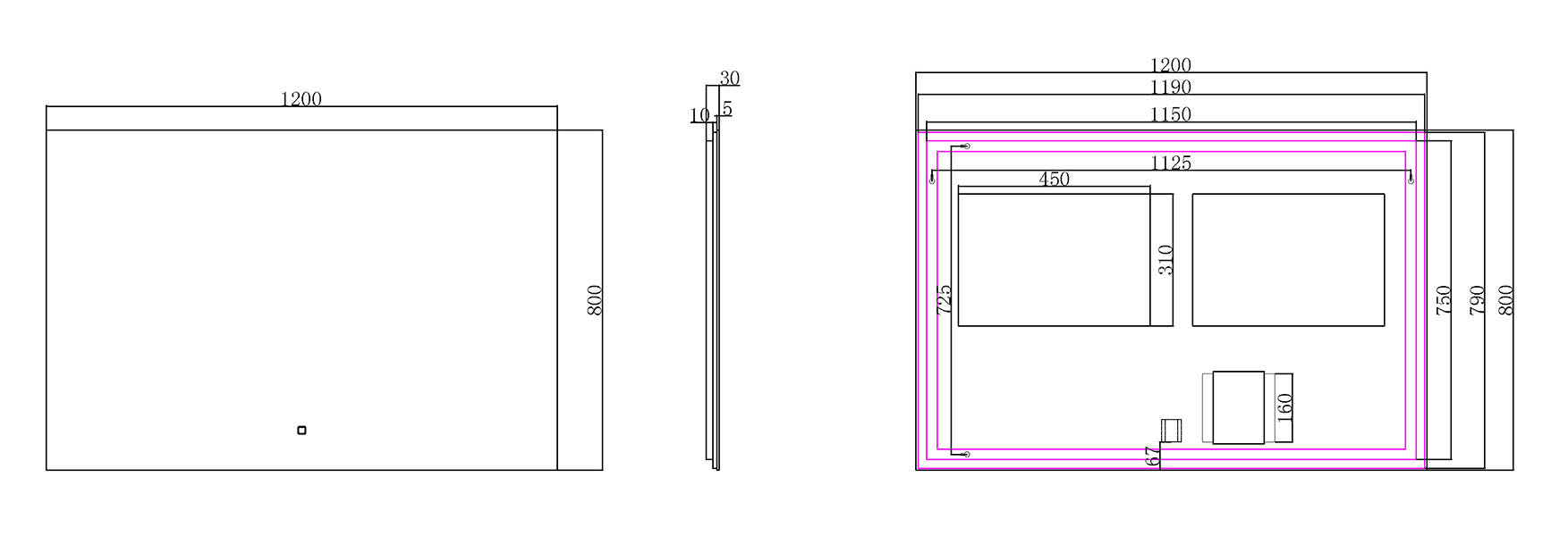 Soul spiegel 120 x 80 cm rechthoek met LED, dimbaar en spiegelverwarming - WDtegels