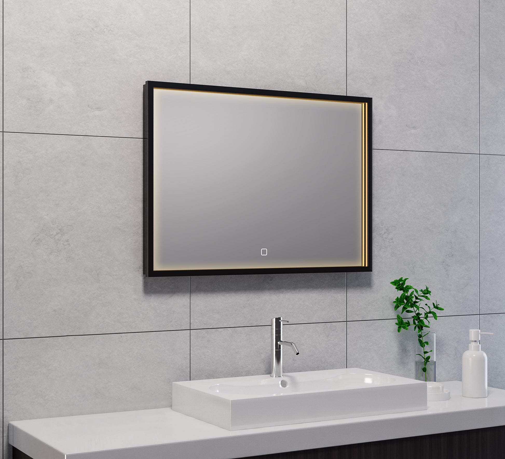 Avi spiegel rechthoek met LED, dimbaar en spiegelverwarming 70 x 50 cm mat zwart - WDtegels